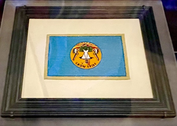 A beaded depiction of the Crow Tribal Flag