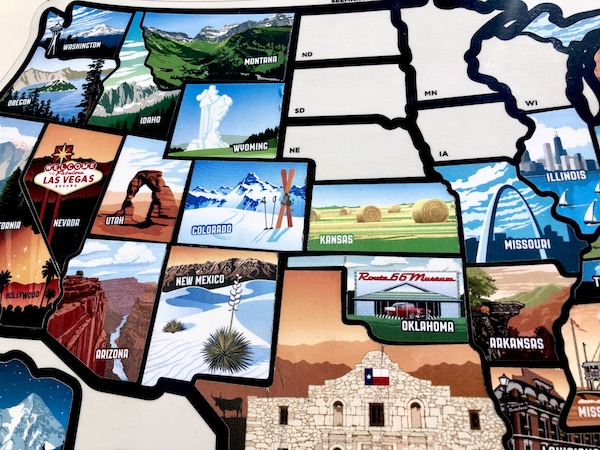 Map of USA with a few states still to fill in.