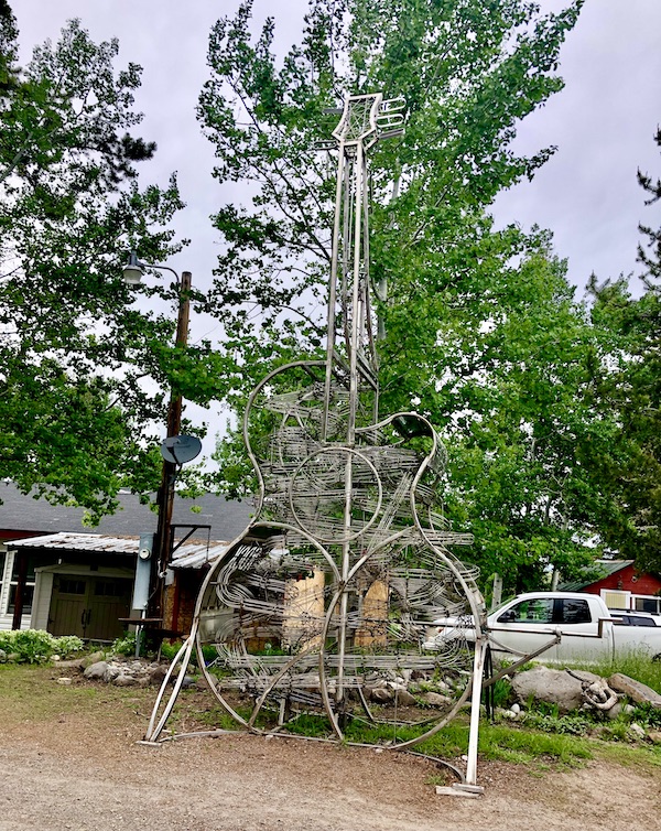 Guitar sculpture at entrance to our RV park where we stayed while Visiting Ashton Idaho.
