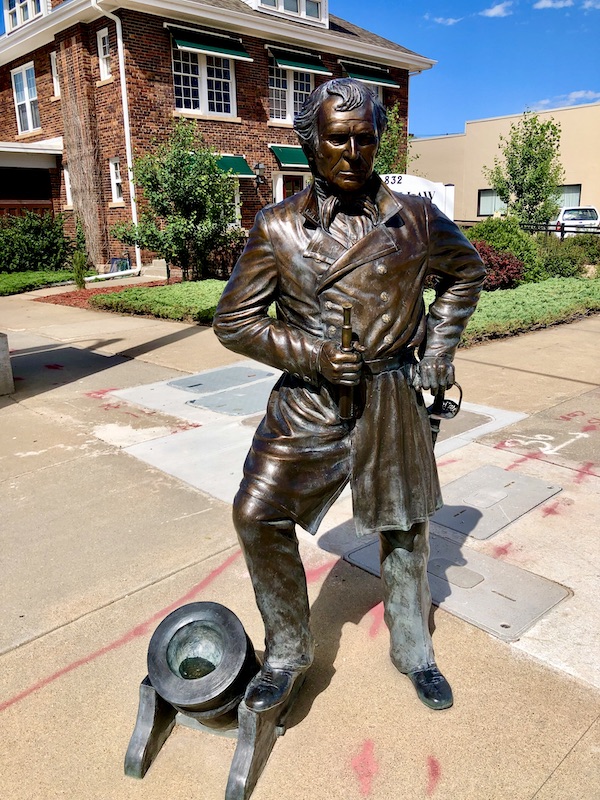 Bronze statue of Zachary Taylor with foot on canon in Rapid City