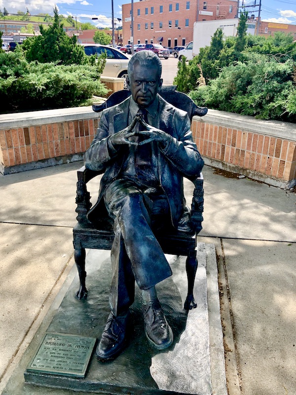 Statue of Richard Nixon in a chair, part of the American Presidents of Rapid City SD