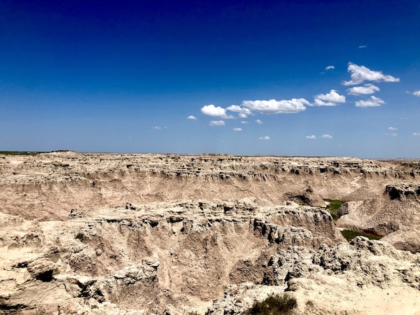 Rock formations with peaks and valleys at Badlands National Park SD
