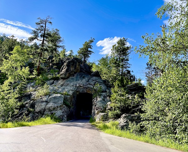 Narrow tunnel through a mountain at Custer State Park Custer SD