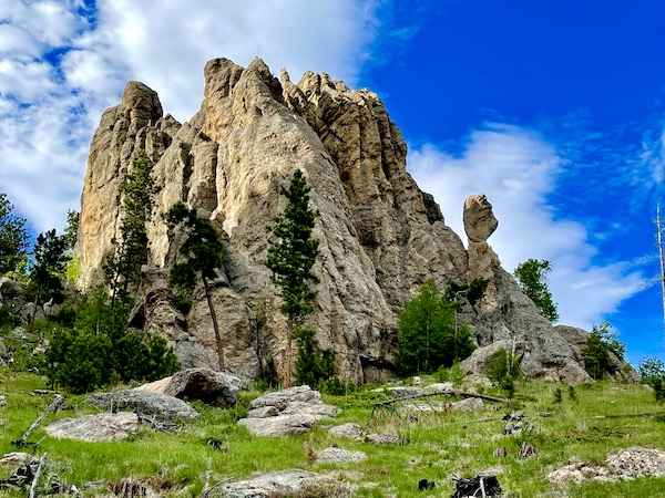Rock mountain and grass at Custer State Park Custer SD