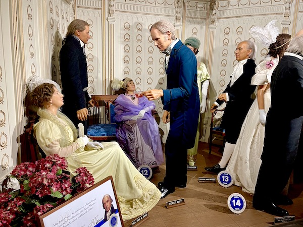 Wax figures of 2 presidents and their wives at a reception in the 1800 at the National Presidential Wax Museum Keystone SD