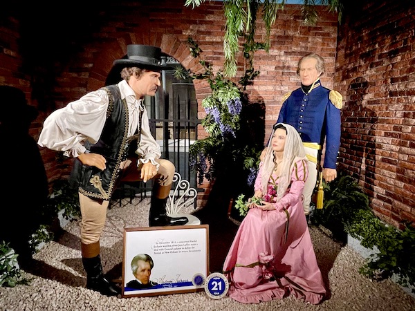 National Presidential Wax Museum Keystone SD figures of Rachel Jackson, pirate Jean Laffite and General Jackson.