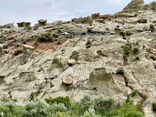 A mountain with mushroom-like rock formations