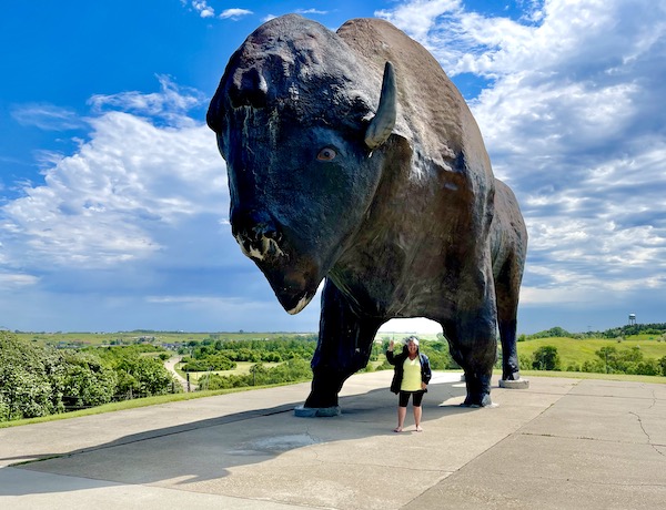 Me standing under the world's largest buffalo statue in Jamestown ND