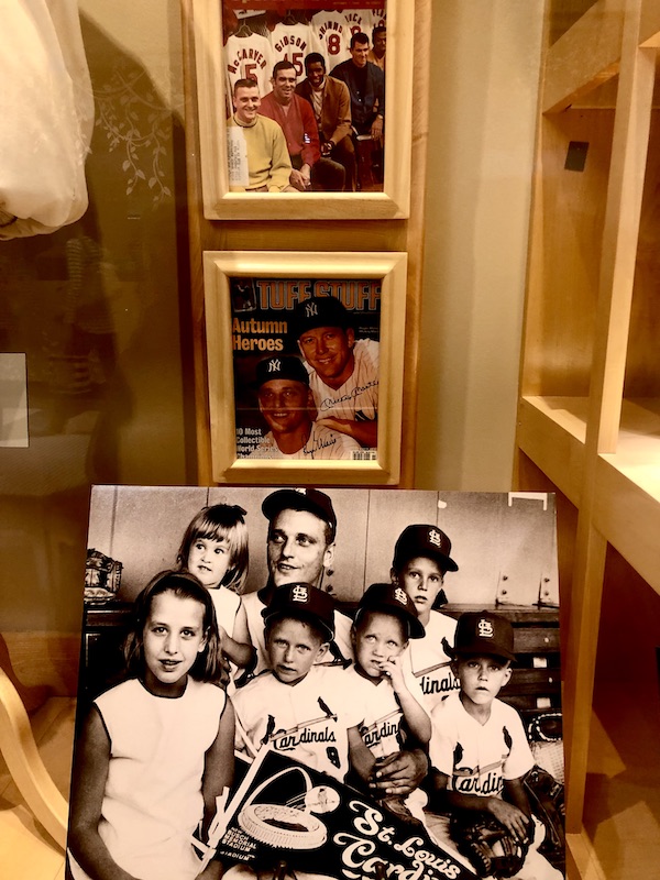 Black and white photo of Roger Maris with his 6 kids on display in Fargo North Dakota