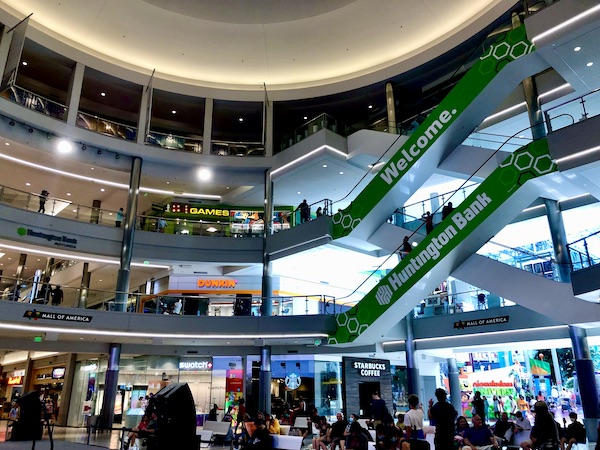 Inside the Mall of America Bloomington MN showing four levels.