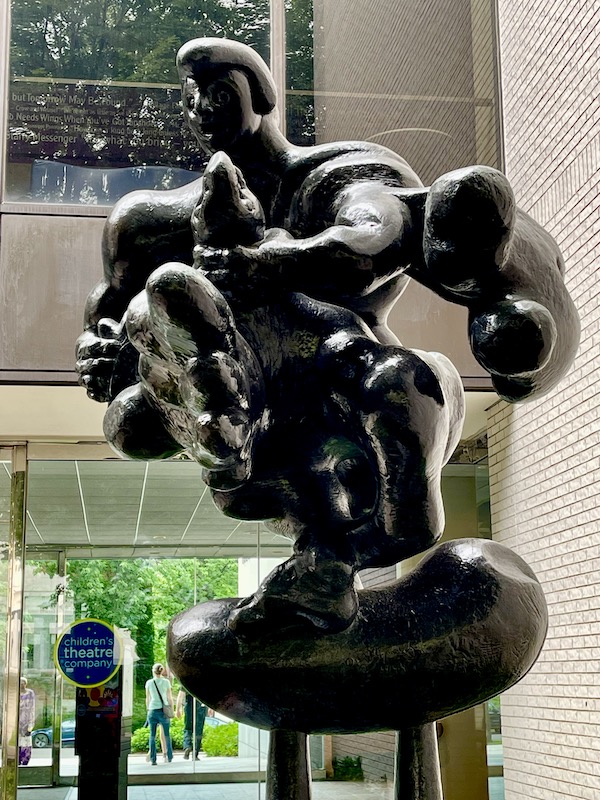 Large muscular bronze sculpture of Greek god Prometheus strangling the Vulture at the Minneapolis Institute of Art