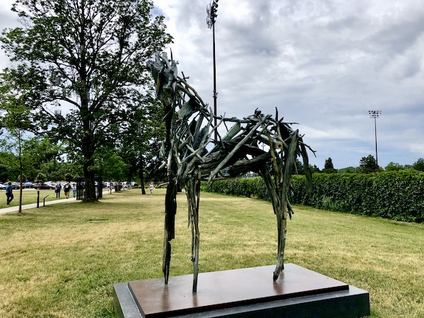 Skeletal bronze sculpture of a horse at the Minneapolis Sculpture Garden Minnesota