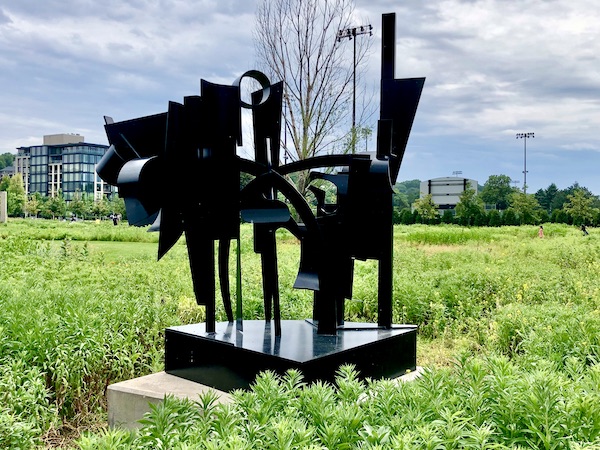 Brown metal sculpture on the lawn at the Minneapolis Sculpture Garden Minnesota