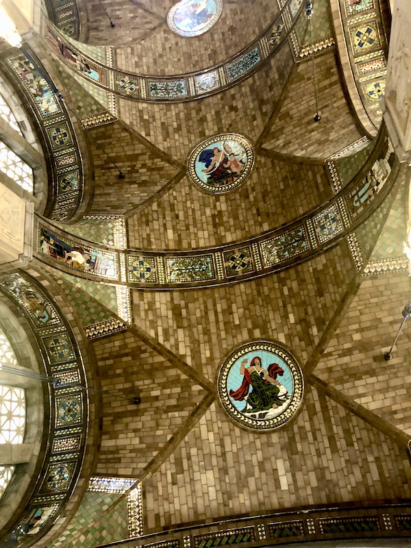 Brightly colored rotunda dome in the Nebraska State Capitol in Lincoln