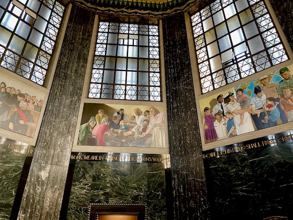 Octagonal Memorial Chamber with 8 murals in the Nebraska State Capitol in Lincoln