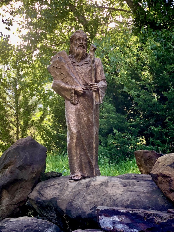 Bronze statue of Moses at Trinity Heights Sioux City IA