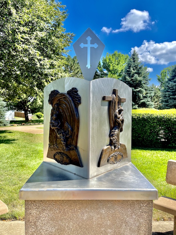 Religious station in zinc and bronze at Trinity Heights Sioux City IA