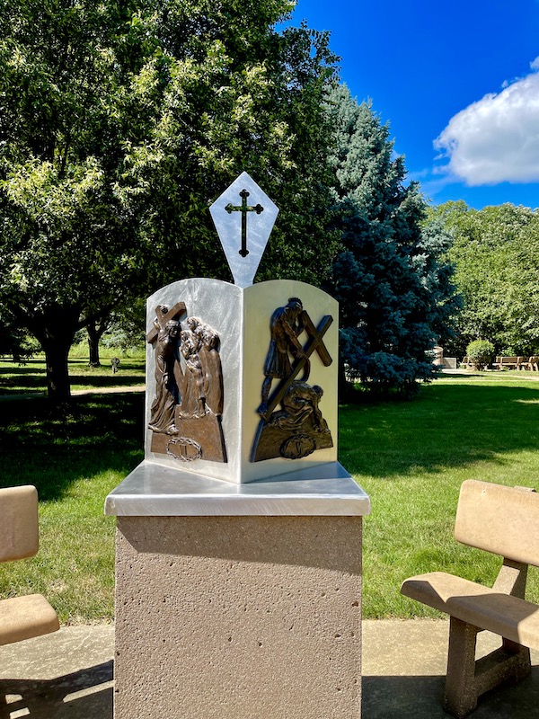 Religious station in zinc and bronze at Trinity Heights Sioux City IA