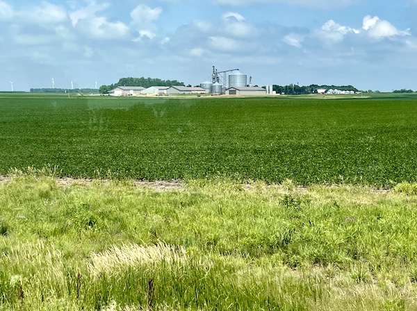 Wind mills and farm on the prairie on our way to Trinity Heights Sioux City IA