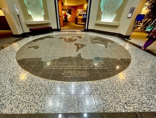 Granite map of the world in the foyer of the Herbert Hoover Library