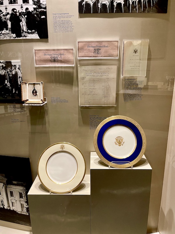 Presidential dishes on display at the Herbert Hoover National Historic Site Iowa