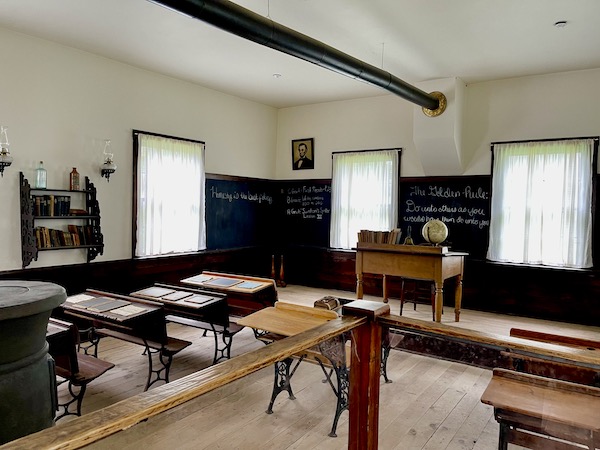 Inside a one room schoolhouse at the Herbert Hoover National Historic Site Iowa