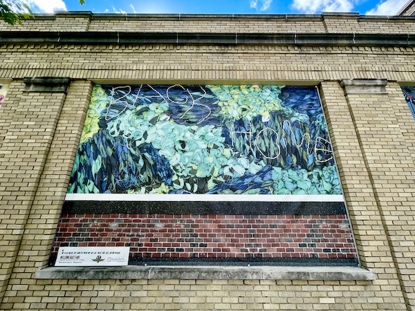 Arts Council blue and green mural Back Home at the Indianapolis Speedway Indiana