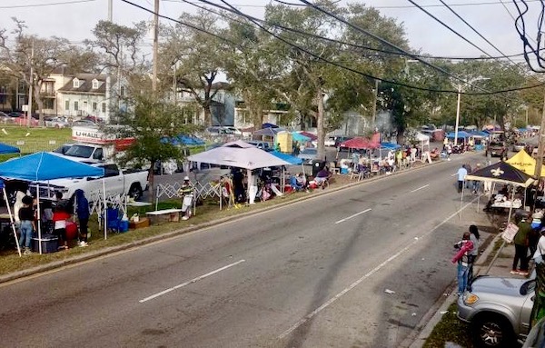 Tents set up the day before Mardi Gras 2023 New Orleans