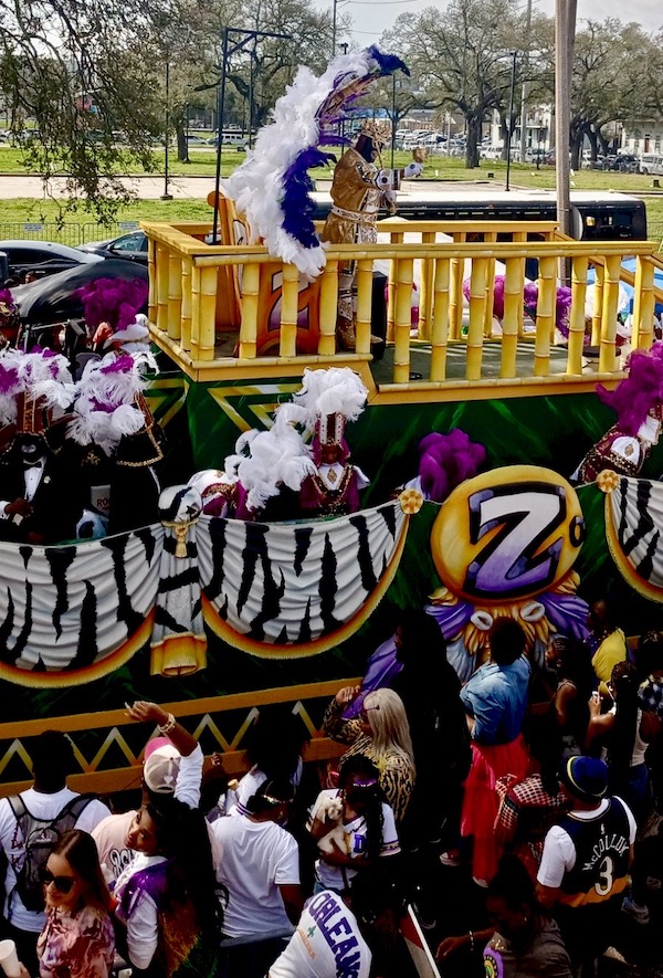 Zulu parade float during Mardi Gras 2023 New Orleans