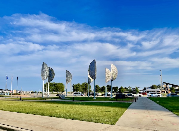 A group of stylized metal trees in park near Milwaukee Art Museum Wisconsin