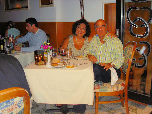Us at dinner in an Italian restaurant in the North End area of Boston Mass.