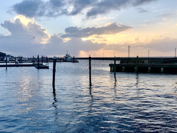 Sunset over a marina at Lake Okeechobee Florida