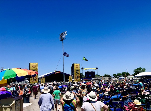 A sea of festival attendees at the Gentilly Stage at New Orleans Jazz and Heritage Festival