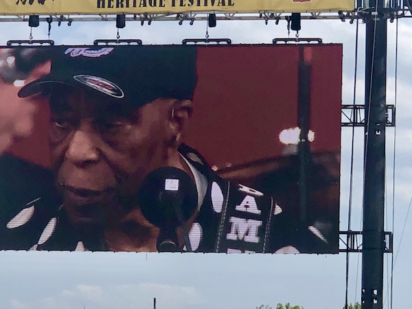 Bluesy music of guitarist Buddy Guy performing at New Orleans Jazz and Heritage Festival