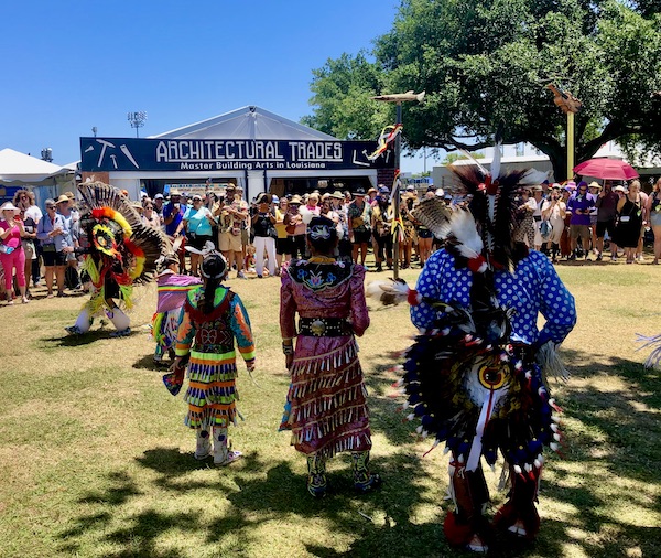 Colorfully costumed Native Americans perform at Jazz Fest