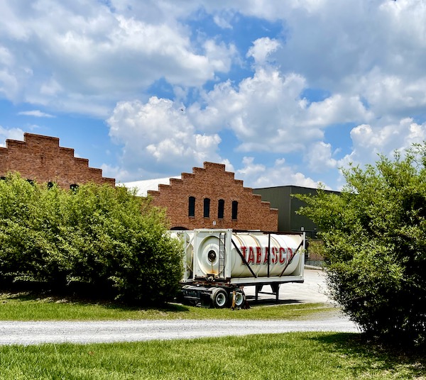 Red brick buildings and trailer of the Tabasco Factory