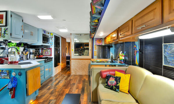 Living area of our RV showing How we made our RV Feel Like Home
