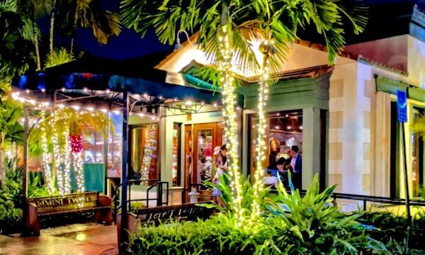 Entry to Bimini Twist Restaurant WPB FL at night
