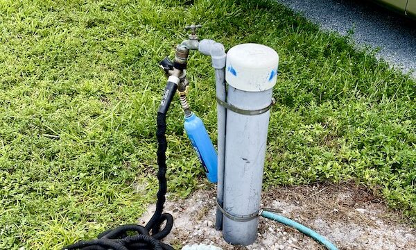 Water hookup must be disconnected before leaving your campground site. Just one step in my Pre-Trip Checklist for Motorhomes