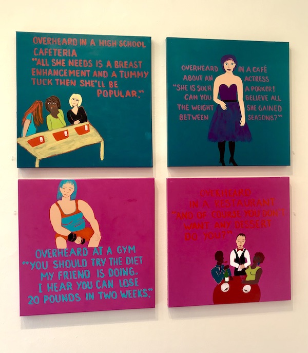 Four colorful canvases at the Torpedo Factory Art Center.