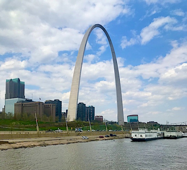 St. Louis' Gateway Arch viewed from the Mississippi river. Part of my 3 Years RVing Year 1 Recap