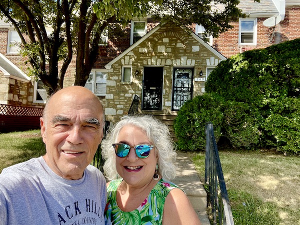 Steve and I standing in front of a row house. Part of my 3 Years RVing Year 3 Recap