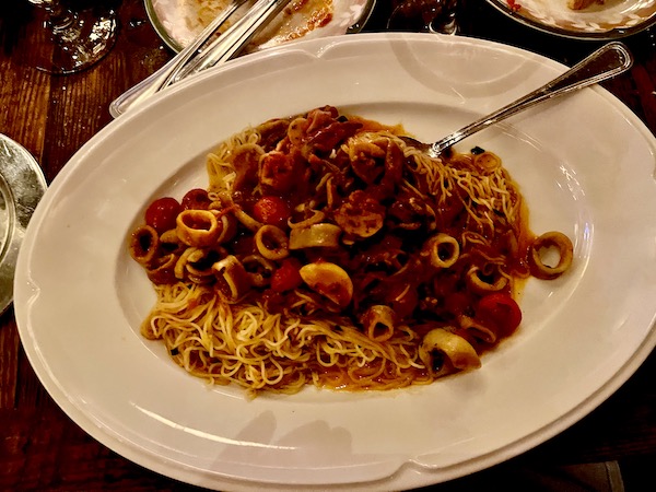 Elisabetta's Ristorante Bar Pizzeria dish of pasta, red sauce and squid rings