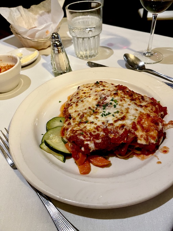 Huge portion of veal parm with vegetable medley at Stresa Italian Restaurant WPB FL
