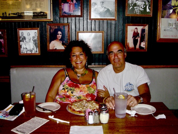 Steve and I eating pizza at a restaurant. Happy Birthday to the One That I Love