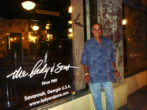 Steve standing in front of The Lady and Sons restaurant, Happy Birthday to the One That I Love