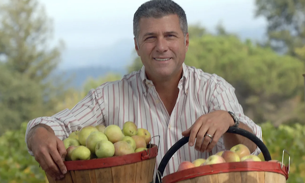 Photo of Michael Chiarello with baskets of apples, RIP Michael Chiarello 1962-2023