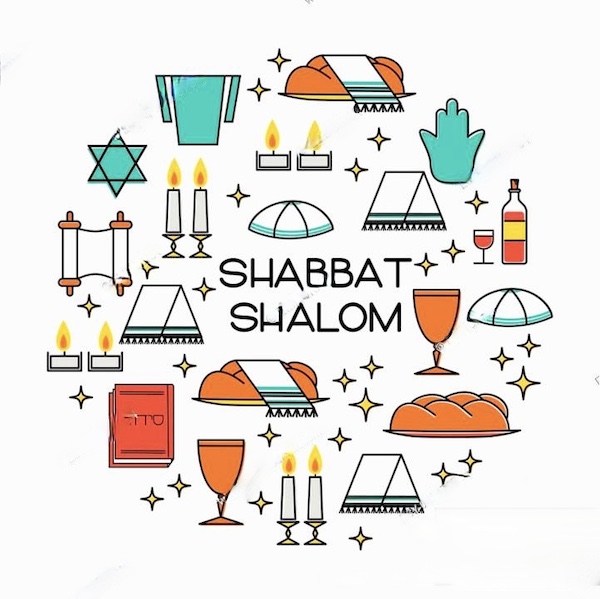Colorful drawing celebrating Shabbat Dinner November 10 2023