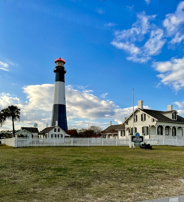 Tybee Island Georgia's Tybee Island Lighthouse and additional buildings.