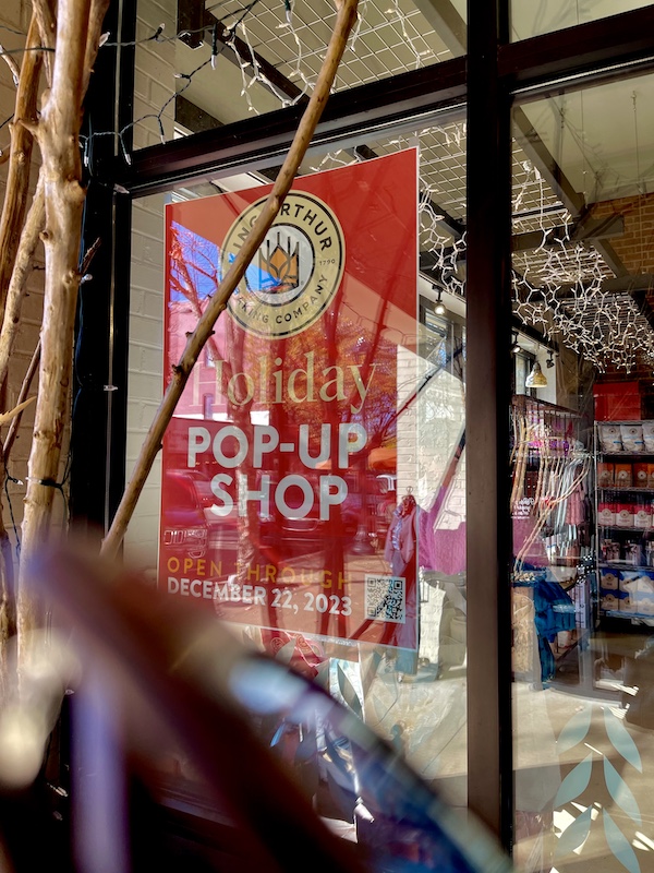 Store window welcoming you to the pop-up shop in northwestern SC